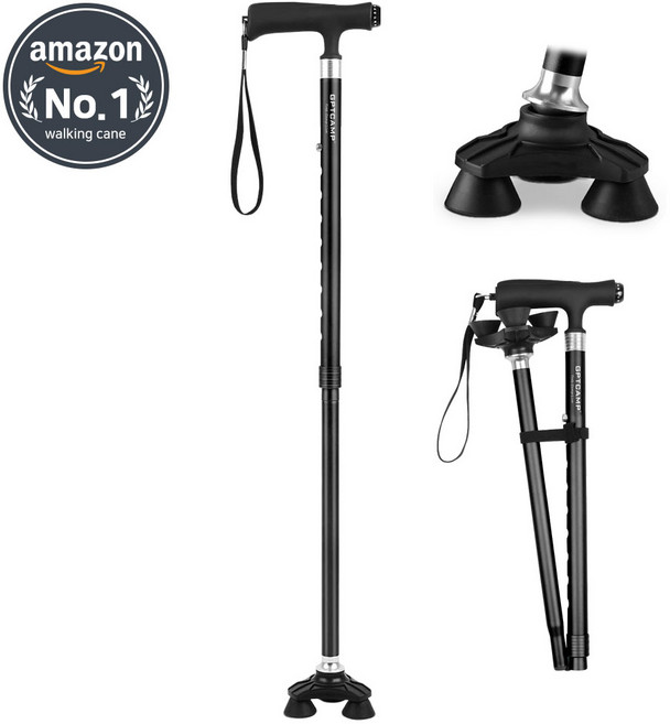 GPTcamp T4M 2단 접이식 초경량 LED 3발 노인 지팡이 어르신 원스텝 폴딩, 1개, GPT-T4M (led)