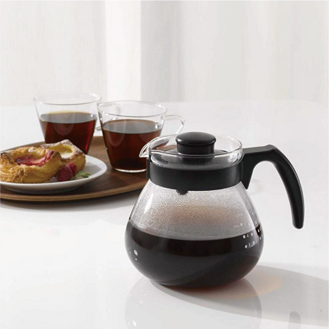 HARIO 耐熱玻璃壺 1000ml／TC-100B TCR-100-B, 1000ml, 黑蓋, 1個