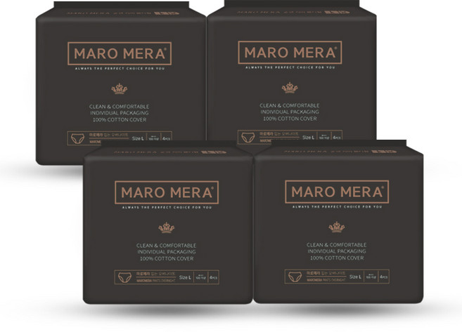 마로메라 순면 커버 생리대 입는 오버나이트 대형, 4매입, 4개