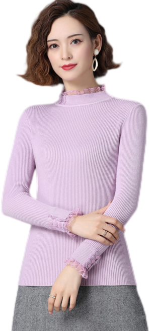 Anteater 여성 레이스 반목폴라 니트 긴팔티 겨울 니트 스웨트 ru1215YT8