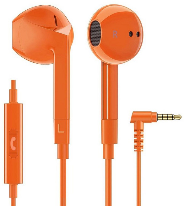 LUDOS FEROX 유선 이어버드 인이어 헤드폰 마이크가 있는 이어폰 아이폰 삼성 컴퓨터 노트북 어린이 학교 학생용 3.5mm 잭 이어버드용 소음 차단 코드 25, 3.5 mm, Orange