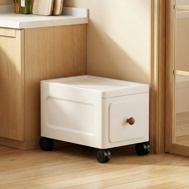 홈위시 이동식 틈새수납장 주방 거실 좁은 선반 서랍장, 화이트, 1단