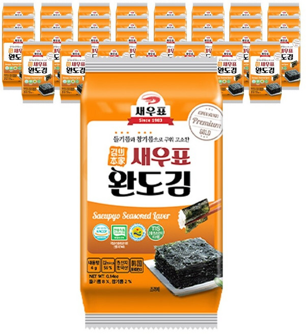새우표 완도 프리미엄 도시락김, 4g, 32개