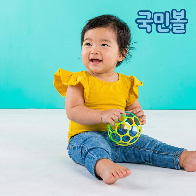 오볼 소 치발기 감각 발달 완구 유아 소근육 장난감 아이공 블루그린, 1개