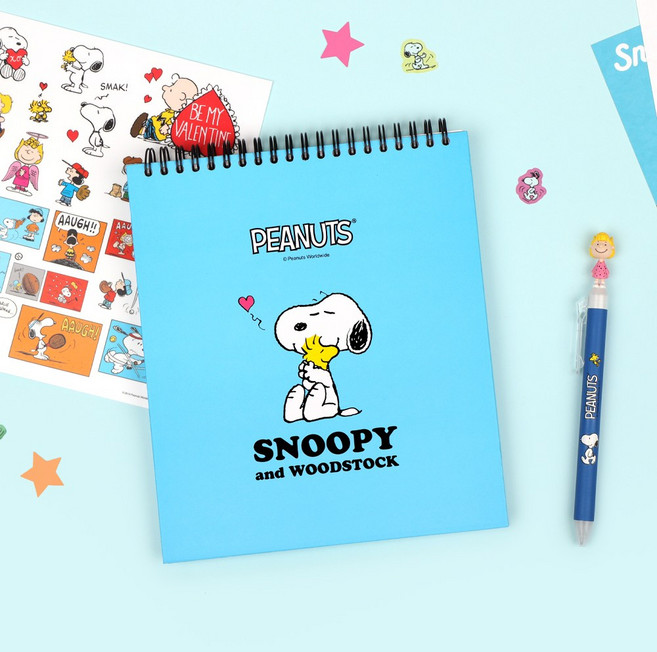피너츠 스누피 그리드 상철노트 (3 option), 블루, 1개