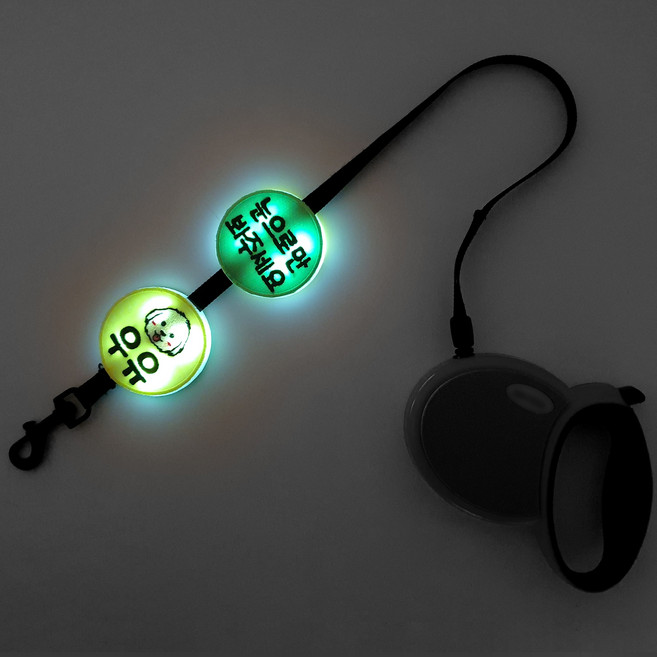 따봉공방 강아지 야간산책 네온 형광 LED 블링커 불빛 벨크로 와펜 인식표 네임택 양면 패치 명찰 주문제작 문구, 1개, 형광핑크원단+검정글자