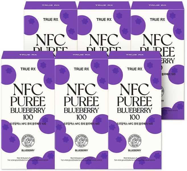 트루알엑스 NFC 고함량 블루베리 퓨레 100% 하이부쉬블루베리 안토시아닌 14포, 6박스, 266g