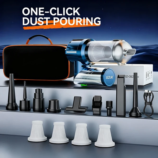 SZUK 차량용 진공 청소기 강력한 흡입력 미니 핸드헬드 무선 휴대용 차량용청소기 자동차 휴대용청소기 샤, 02 Max-Easy 4Hapa Bag