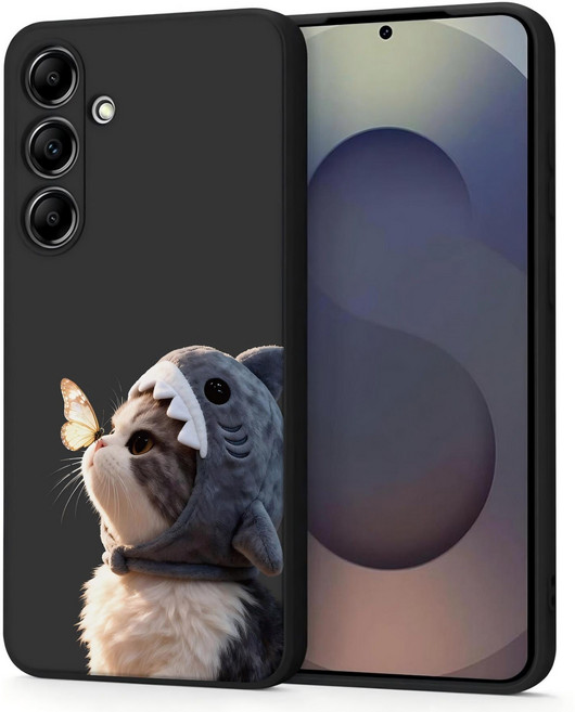 아기 고양이와 나비 갤럭시 폰케이스 아이폰 폰케이스 블랙