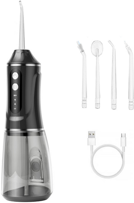 SmartGo 워터 구강세정기 물치실 무선 휴대용 방수 초경량 구강세척기, 블랙, A18