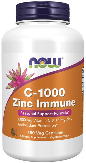 NOW Foods C-1000 複合鋅植物膠囊, 1罐, 180顆