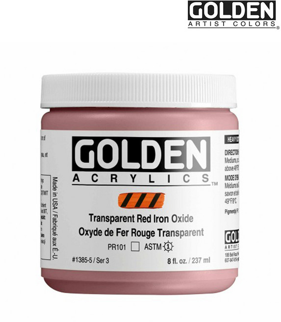 골든 아크릴물감 헤비바디 237ml S3 Transparent Red Iron Oxide