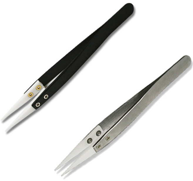CERAMIC 세라믹 전정기 방지 핀셋 세라믹 핀셋, 세라믹핀셋(블랙), 1개, 일자형