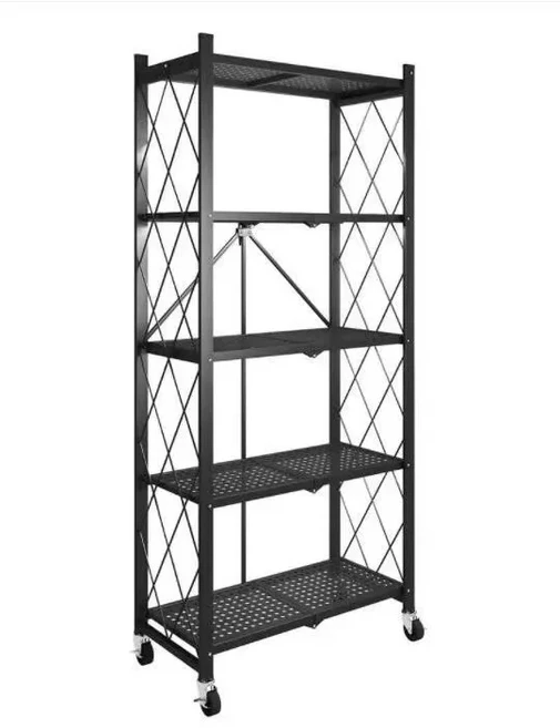 새로운 설치가 필요 없는 주방 바닥 선반 거실 접이식 수납장, 01 White - fourth floor