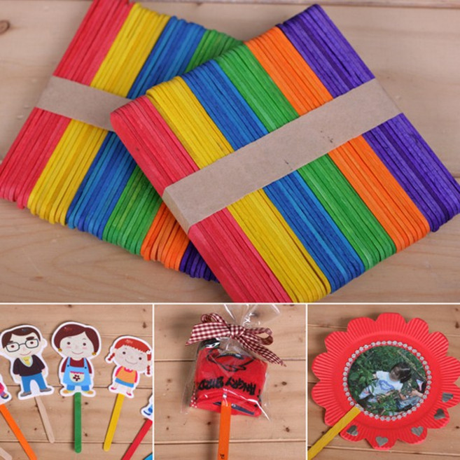 칼라하드스틱(50개) [3618] / 칼라 아이스크림 하드 나무 우드 막대 미술 놀이 재료 자재 하드바, 대