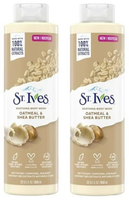 세인트이브스 수딩 바디 워시 샤워젤 클렌저 오트밀 시어버터 650ml 2팩, 2개