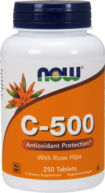 NOW Foods 維他命C-500補充錠, 250顆, 1罐