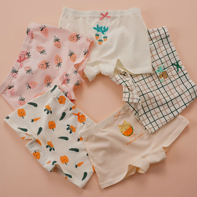 [빌도르] 베리딸기 5매 여아 드로즈 사각 아동 키즈 어린이 팬티 세트