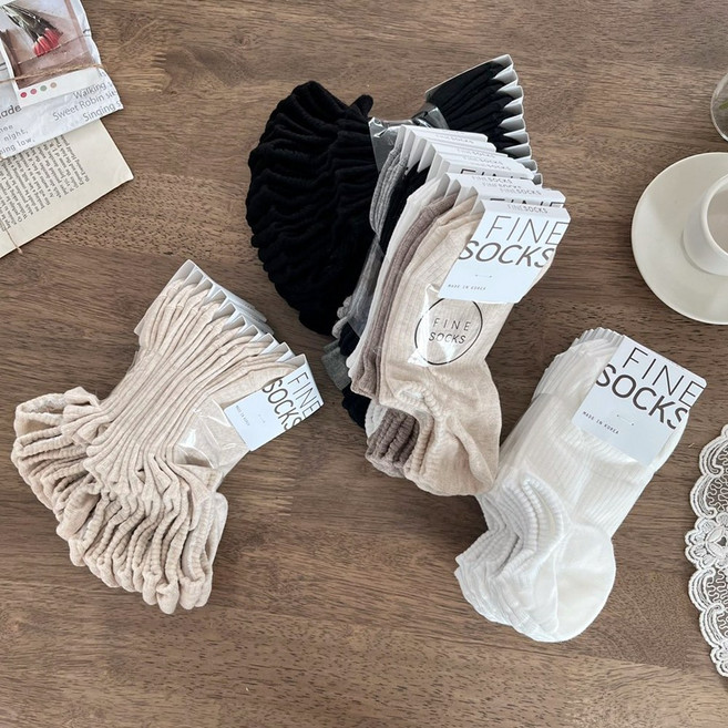 파인삭스 남녀 무지 골지덧신 페이크삭스 10켤레세트 국내생산 양말