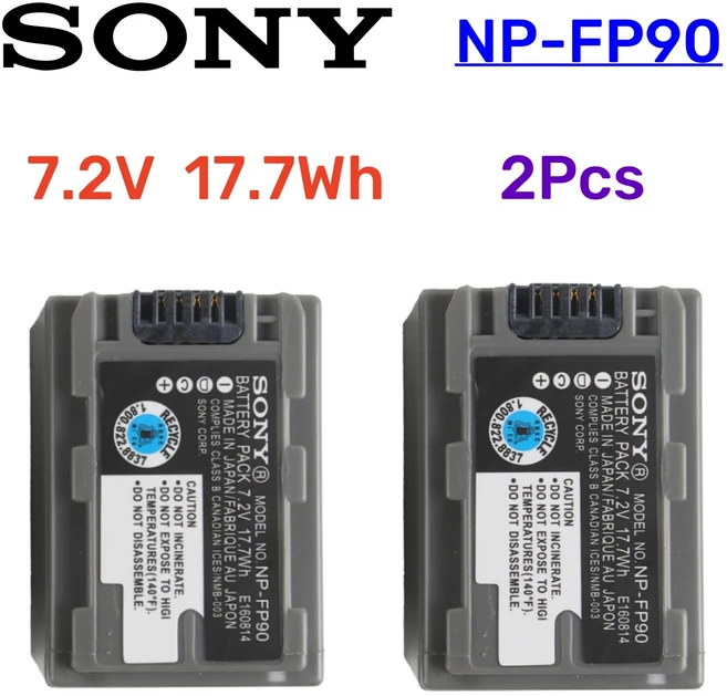 소니 DCR-HC30 40 43E 85 94E 96 DCR-SR30 60E 70E 80E 100 캠코더용 NP-FP90 배터리 FP50 FP60 FP70 호환, 01 NP-FP90 xx2