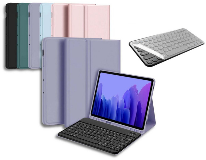 삼성 갤럭시탭 A7 10.4 호환 블루투스 키보드 케이스 북커버 S펜수납 SM-T500N T505N 케이스나라, 블랙