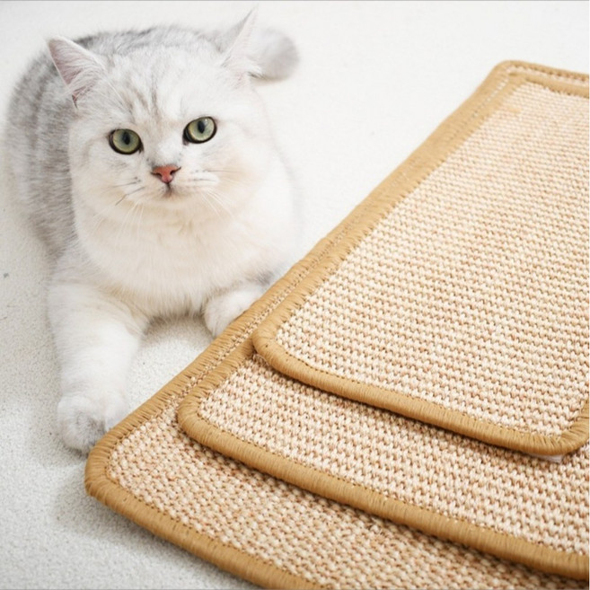 TSA 고양이 탈부착 스크래쳐 공간절약 사이잘삼 패드, 1개, 아이보리