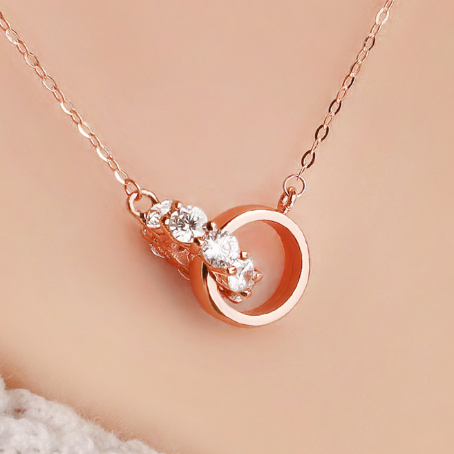 주리에떼 14K 18K 데일리 큐빅 루첸 레이어드 더블링 금 목걸이