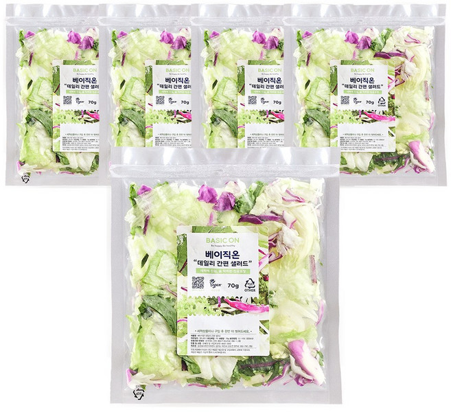 베이직온 진공포장 탄산 세척 샐러드 소스증정, 70g, 5개