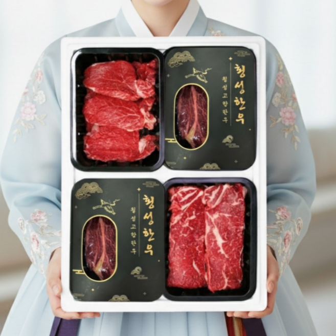 횡성 한우 선물 세트 구이용 소고기 모둠 세트 등심 안심 국거리 꽃등심 채끝 명절 선물세트, 4. 횡성한우 4호., 1개