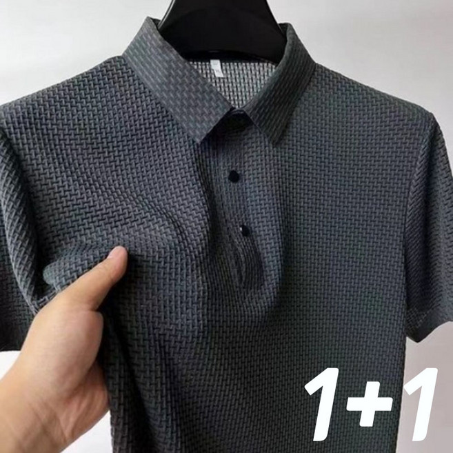 2장세트 M-5XL 남성 시원한 여름티 아이스 메쉬 카라 반팔 티셔츠 편한 순색 중년남성 찰랑찰랑 아빠옷 반팔티 상의