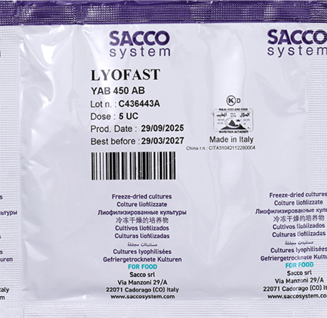 SACCO 사코 요거트 스타터 발효균 동결건조 유산균 드링킹 홈메이드 요거트용 LYOFAST YAB 450AB, 1개, 10g