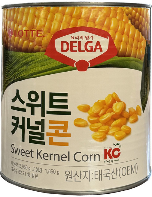롯데웰푸드 델가 스위트 커널콘 옥수수콘 대용량 통조림, 2세트, 2.95kg