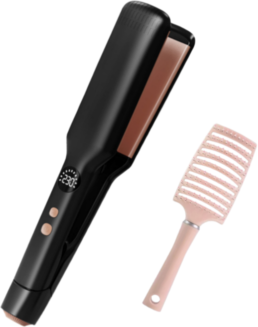 YPZY 50mm 대형 매직기 넓은 와이드 판고데기 전문가용 스트레이트너 건습겸용 생머리와 곱슬머리 겸용 디지털 온도 조절, Black