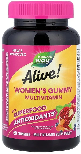 네이처스웨이 Alive 여성용 구미젤리 컴플리트 종합비타민 혼합 베리 맛 구미젤리 60개, 1개, 60정 - 쿠팡