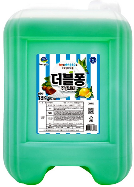 하루그린 더블퐁 주방세제 레몬 대용량세제 업소용 식당용 트리오 퐁퐁 말통, 6010103 하루그린 더블퐁 18kg, 18kg, 1개