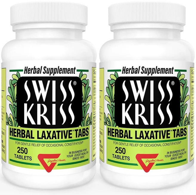 스위스 크리스 허브 완하제 정제 변비 를 위한 천연 완하제 세나 250정 (2팩), 250 Count (Pack of 2) - 쿠팡