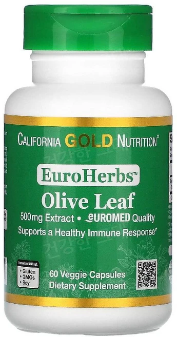 캘리포니아골드뉴트리션 CGN 올리브잎 추출물 유로허브 500mg 60캡슐, 1개, 60정 - 쿠팡