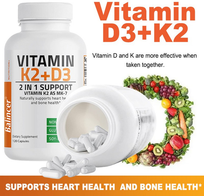 비타민K2(MK7)는 비타민D3 보충제로 뼈와 심장건강에 좋으며 유전자변형 포뮬러로 삼키기 쉽습니다, 3개