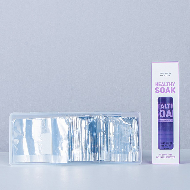 뷰젤 아세톤 없는 순한 젤네일 리무버 뷰헬시쏙 120ml + 호일솜 + 보관케이스, 100장, 1개