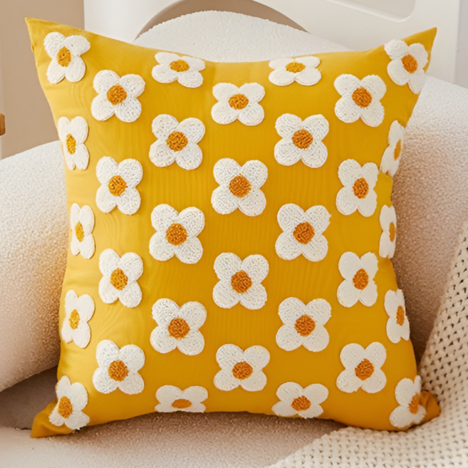 서플라이랩 북유럽 핸드메이드 쁘띠플라워 쇼파쿠션 국산솜포함, 옵션2. 쁘띠머스터드