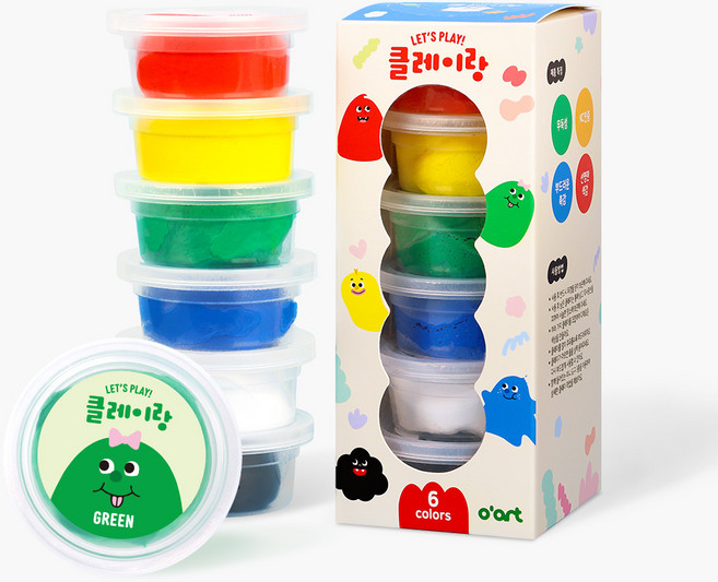 오아트 클레이랑 6색 세트 DIY 만들기 재료 신학기 입학 선물 KC인증, 1개