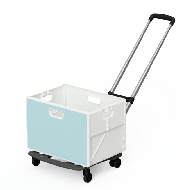 큐폴드 접이식카트 폴딩박스 세트 기본형 4바퀴 장바구니캐리어 핸드 쇼핑, 민트 박스 + 카트, 1세트