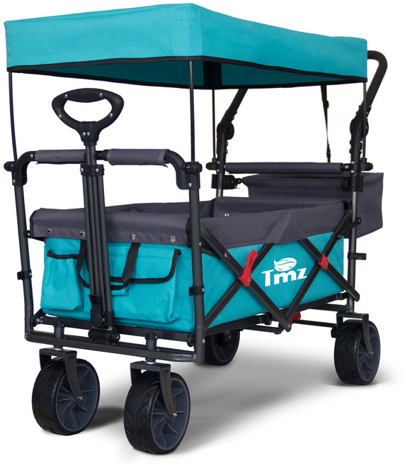 접이식 웨건 다용도 아웃도어 폴딩 아웃도어 캠핑 웨건, 1개, 하늘색/회색