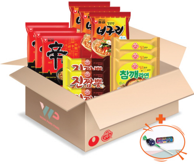 농심 오뚜기 봉지라면 혼합세트 4종 12봉입 신라면 3개입+너구리 3개입+진짬뽕 3개입+참깨라면 3개입 총12봉입 멘토스+투시팝캔디 사은품 2종 증정, 1개