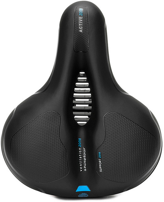 옴니스 2중 전립선 보호 더블 서스펜션 쿠션 자전거 안장, 블랙+블루, 1개