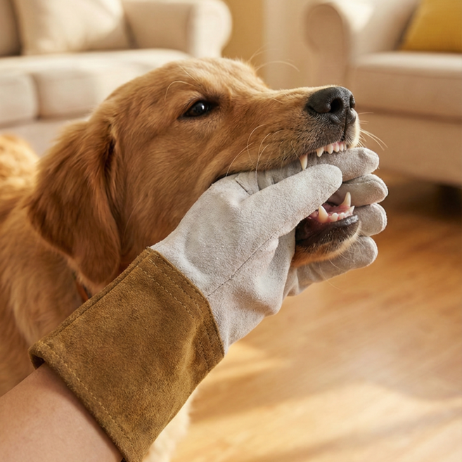 데이리즘 강아지 입질 물림 보호장갑, 1개, 그레이