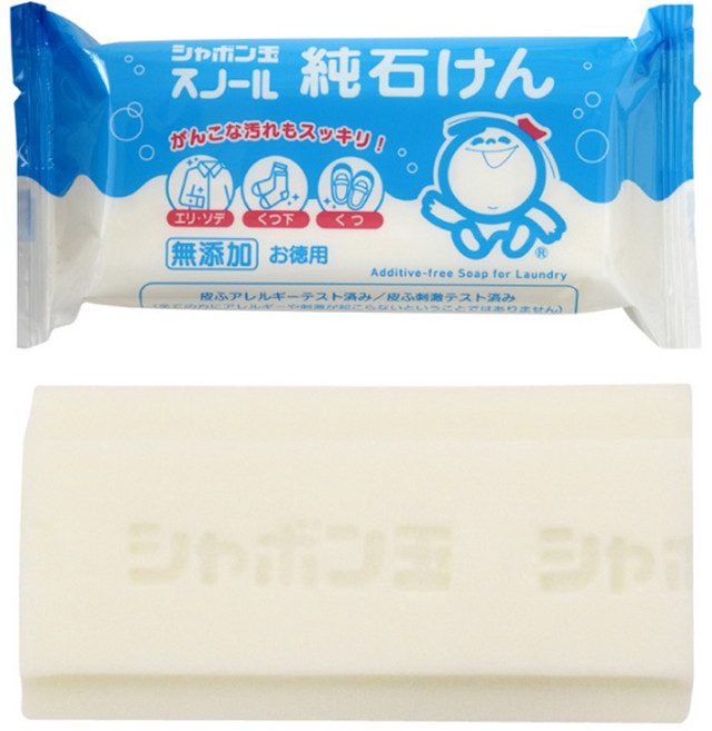 샤본다마비누 빨래비누 세탁 손빨래 세탁용 목 소매 얼룩 찌근때 전용 제거제, 180g, 3개