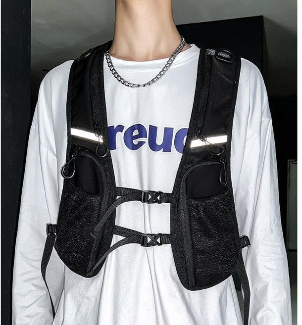 제제바이 배달 조끼 안전 멀티 야광 라이더, 블랙