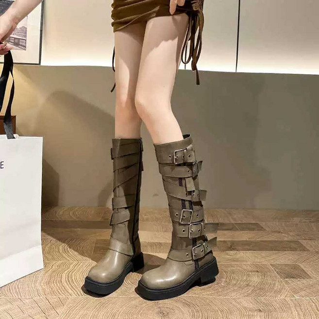 카우보이부츠 버클롱부츠 겨울 가을 펑크 브라운 블랙