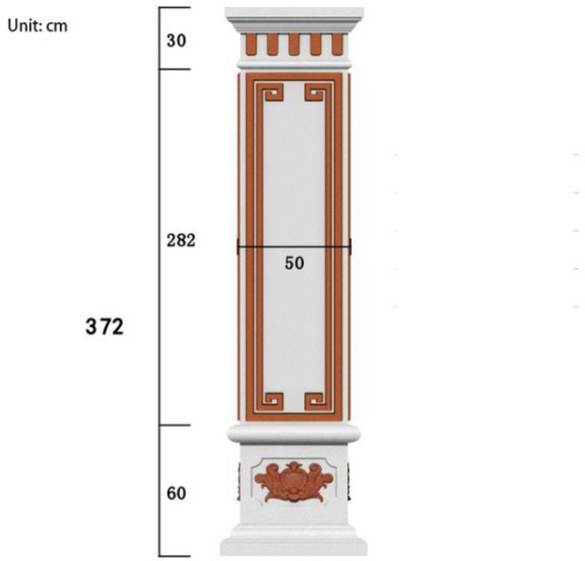 로마 기둥 몰드 중국 사각형 기둥 빌라 문짝 시멘트 로비 마당 모양 건물 템플릿, D50H372, 1개
